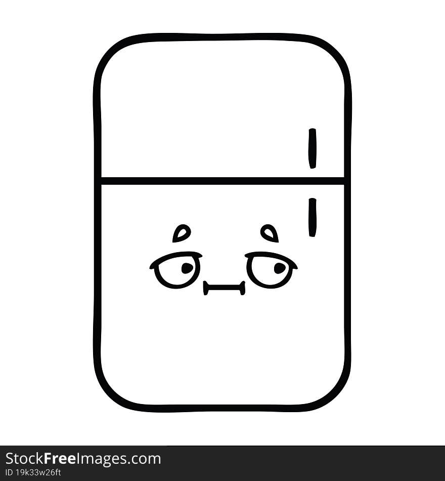 line drawing cartoon fridge freezer