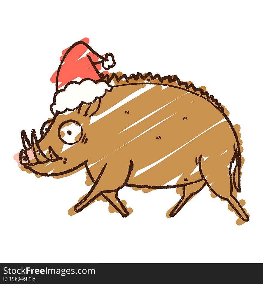 Christmas Boar Chalk Drawing