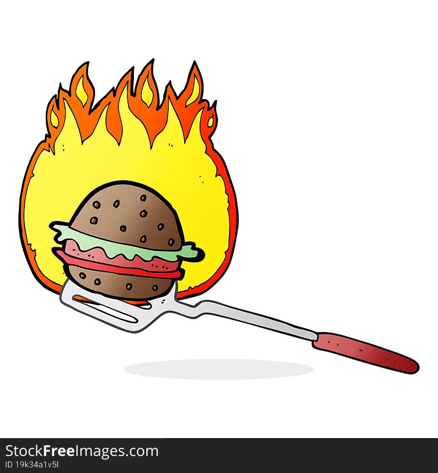 cartoon cooking burger