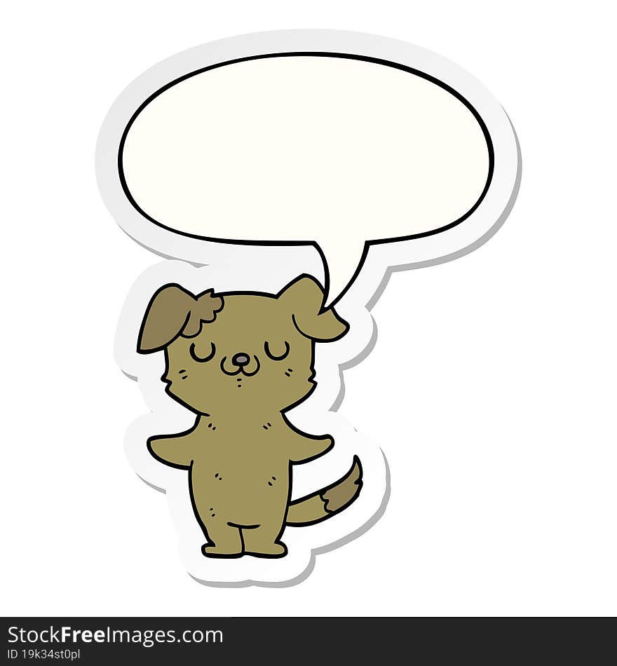 cartoon puppy and speech bubble sticker