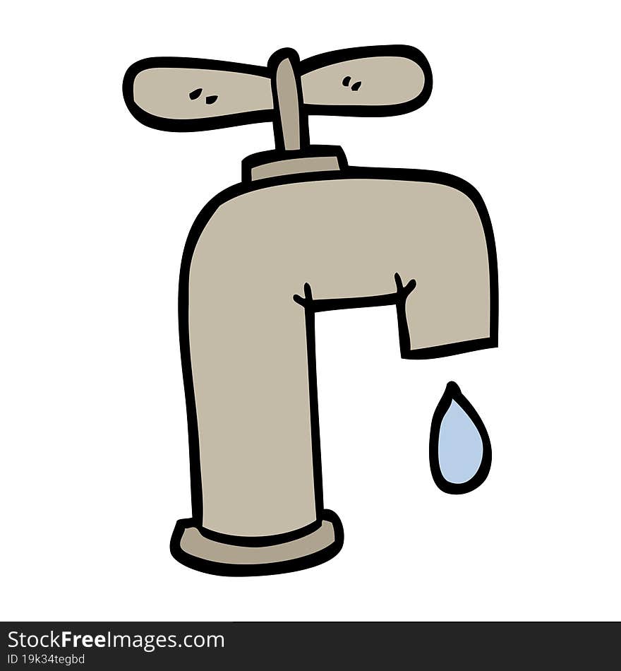 hand drawn doodle style cartoon dripping faucet