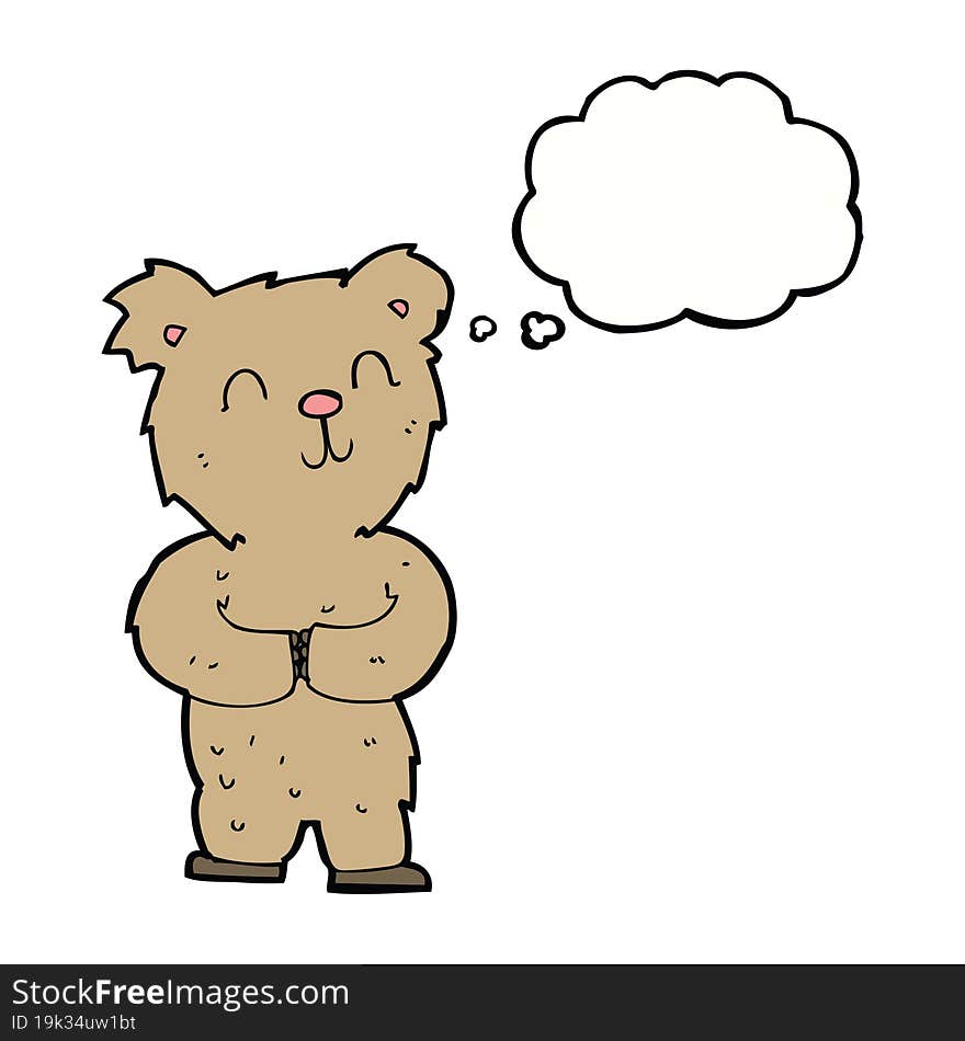 Cartoon Happy Little Bear With Thought Bubble