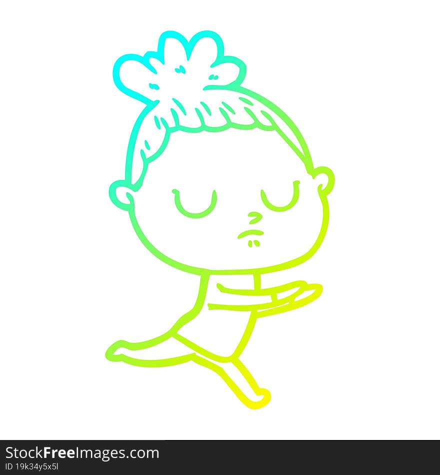 cold gradient line drawing cartoon calm woman