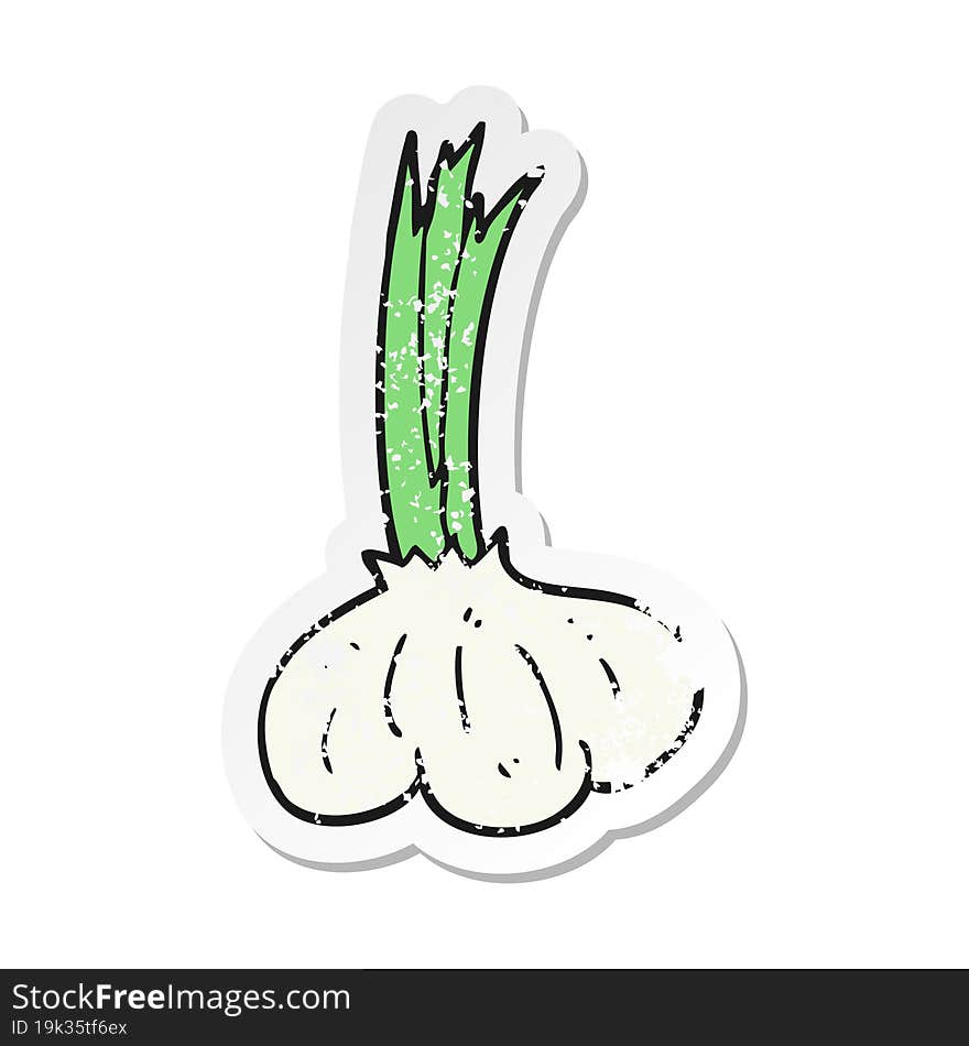 Retro Distressed Sticker Of A Cartoon Garlic