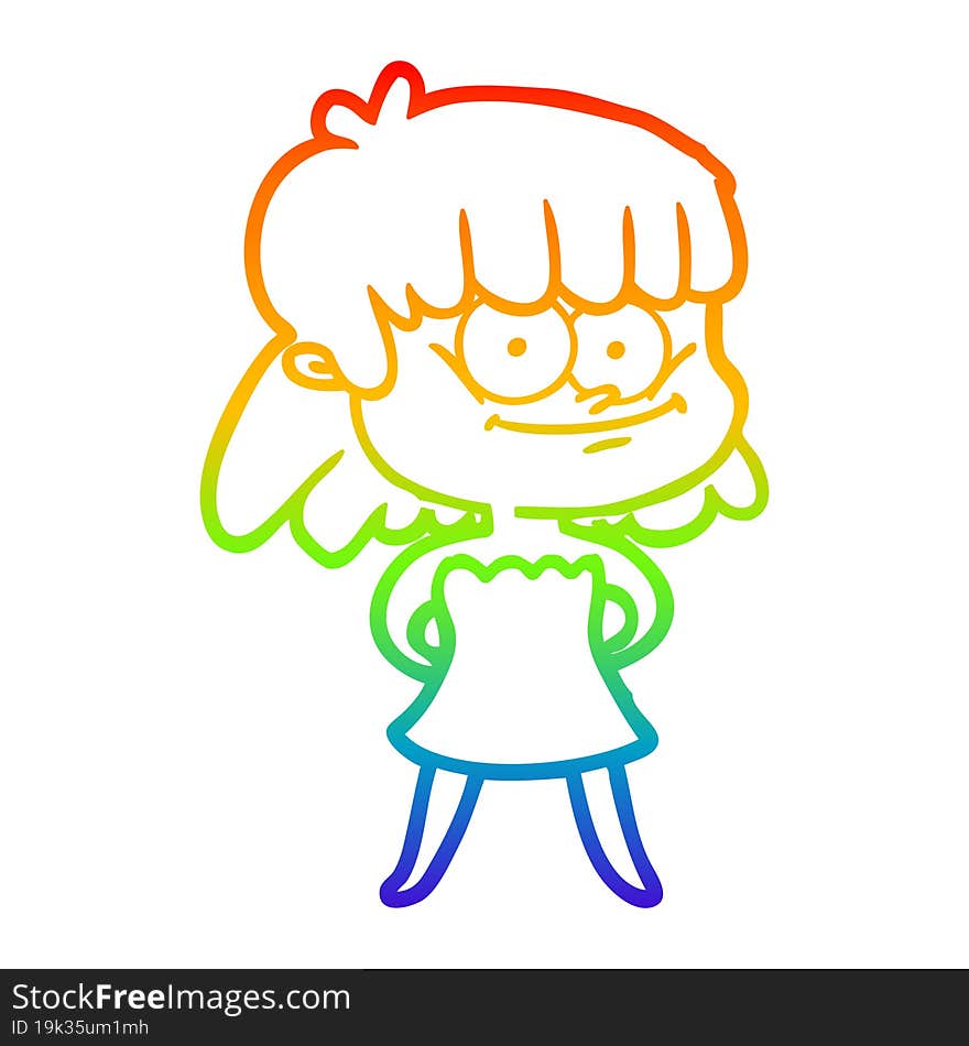 rainbow gradient line drawing cartoon smiling woman