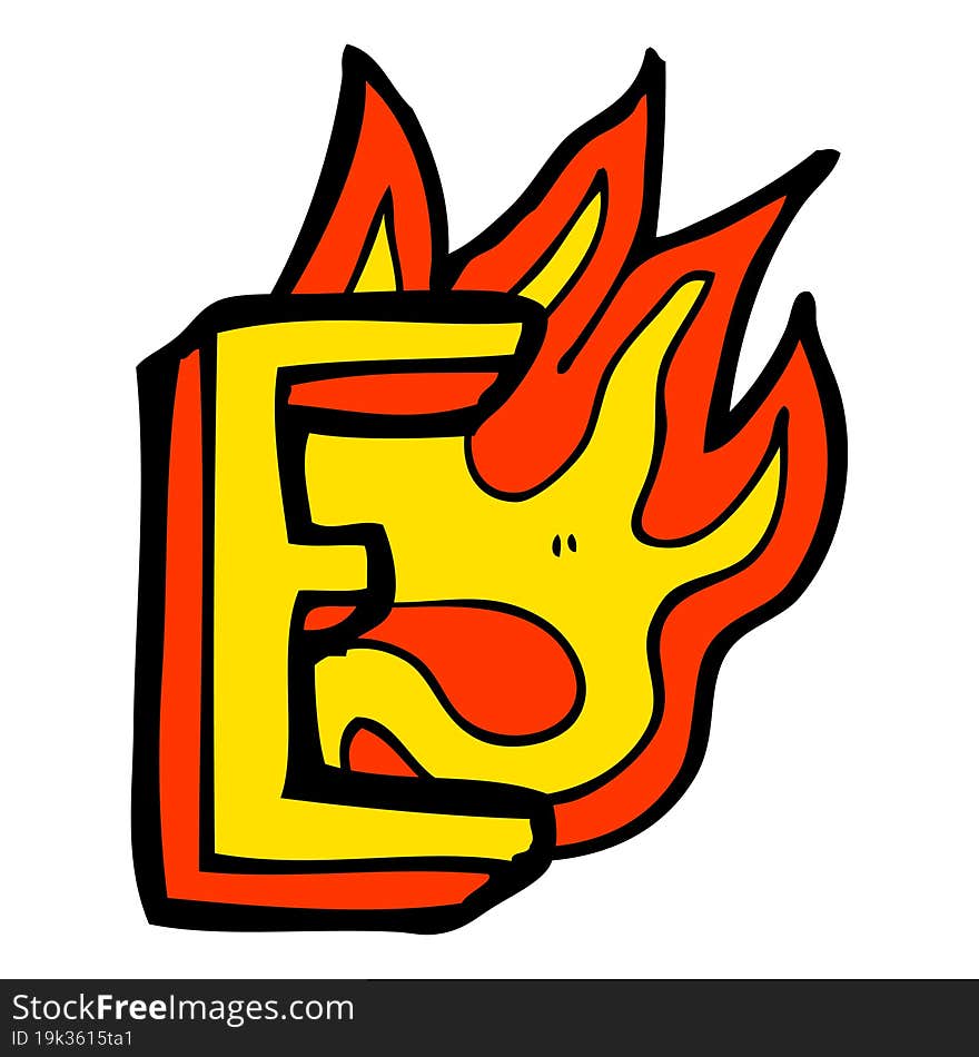 cartoon flaming letter