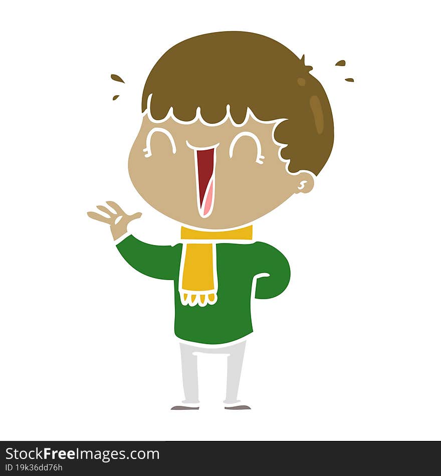 Laughing Flat Color Style Cartoon Man