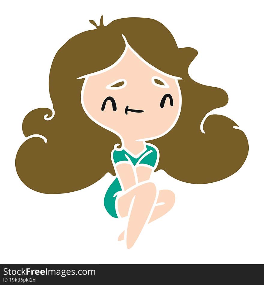 cartoon illustration of a cute kawaii girl. cartoon illustration of a cute kawaii girl