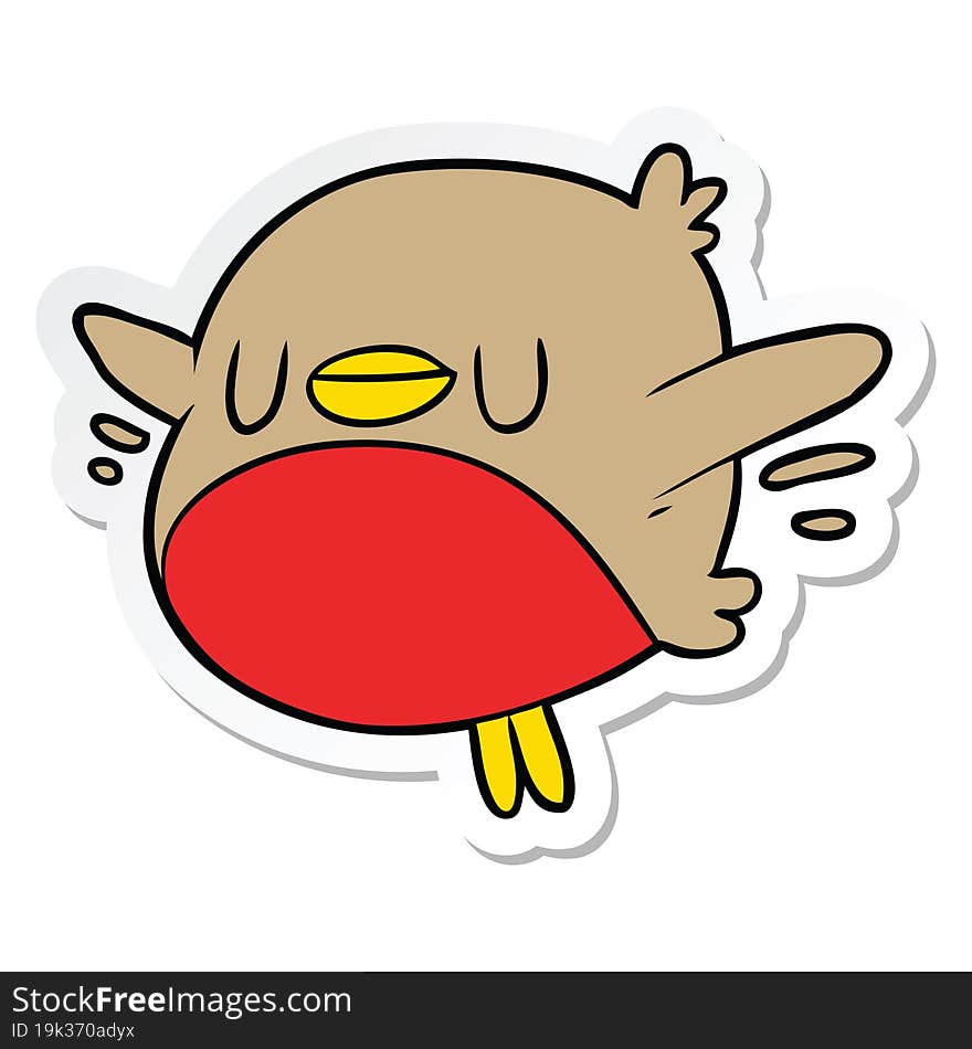 Sticker Of A Cartoon Christmas Robin