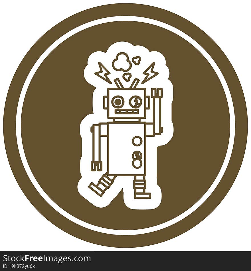 Malfunctioning Robot Circular Icon