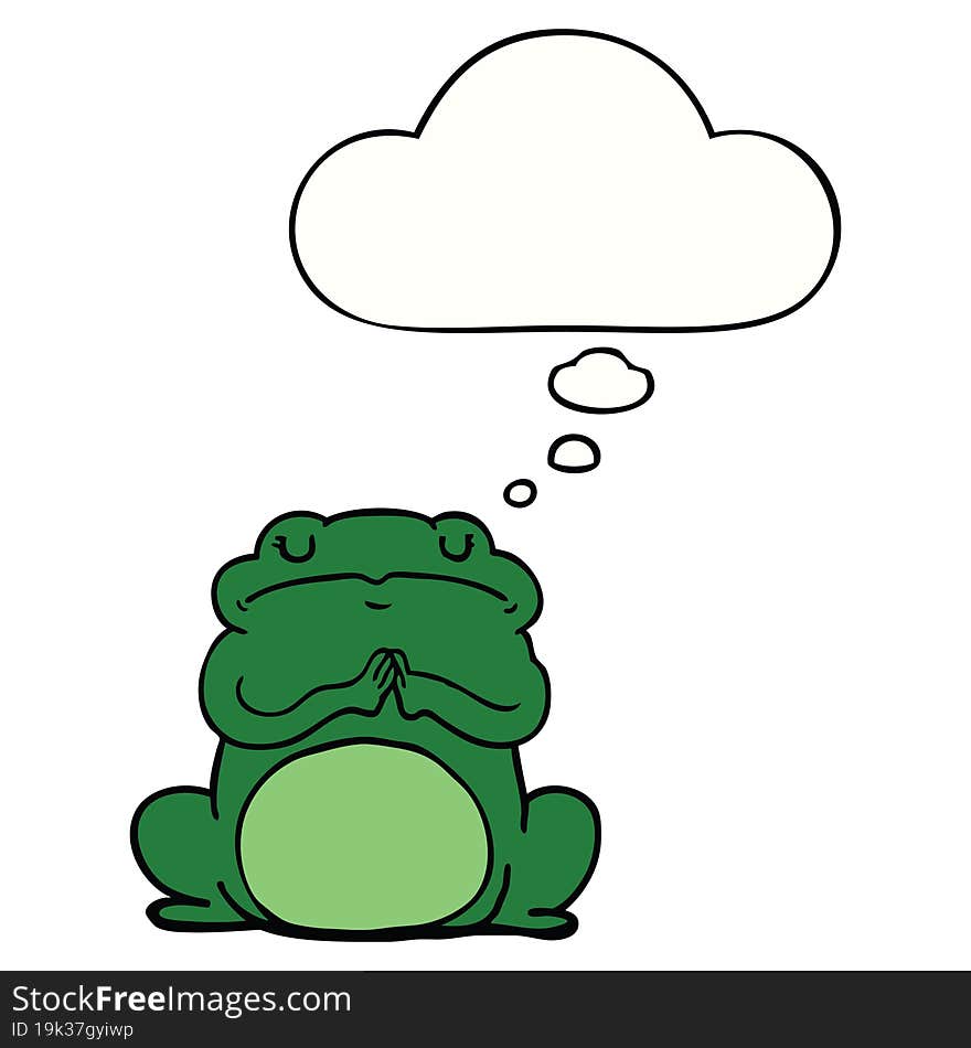 cartoon arrogant frog with thought bubble. cartoon arrogant frog with thought bubble