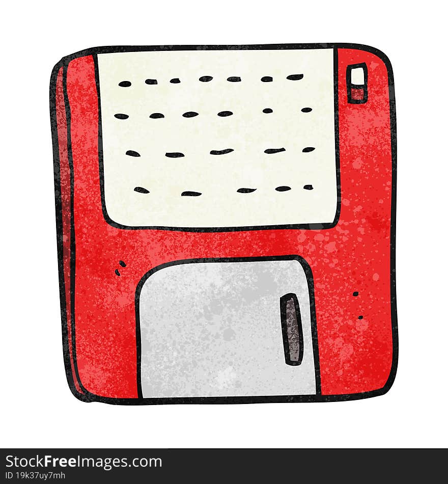 freehand textured cartoon old computer disk