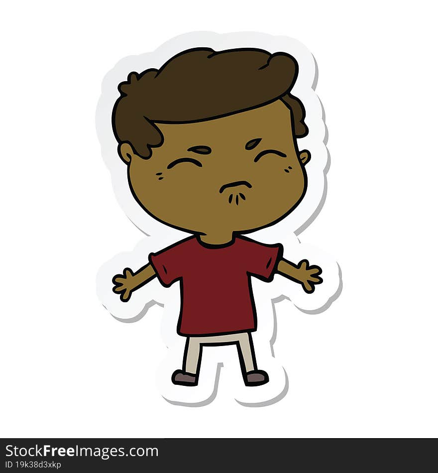 sticker of a cartoon annoyed man