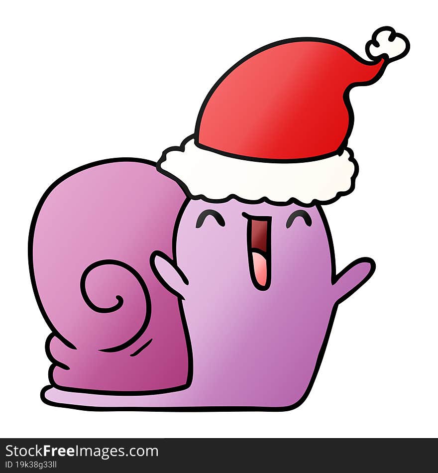 christmas gradient cartoon of kawaii snail