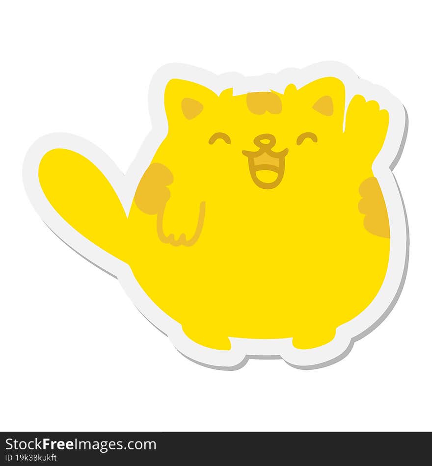 cute cartoon cat waving sticker