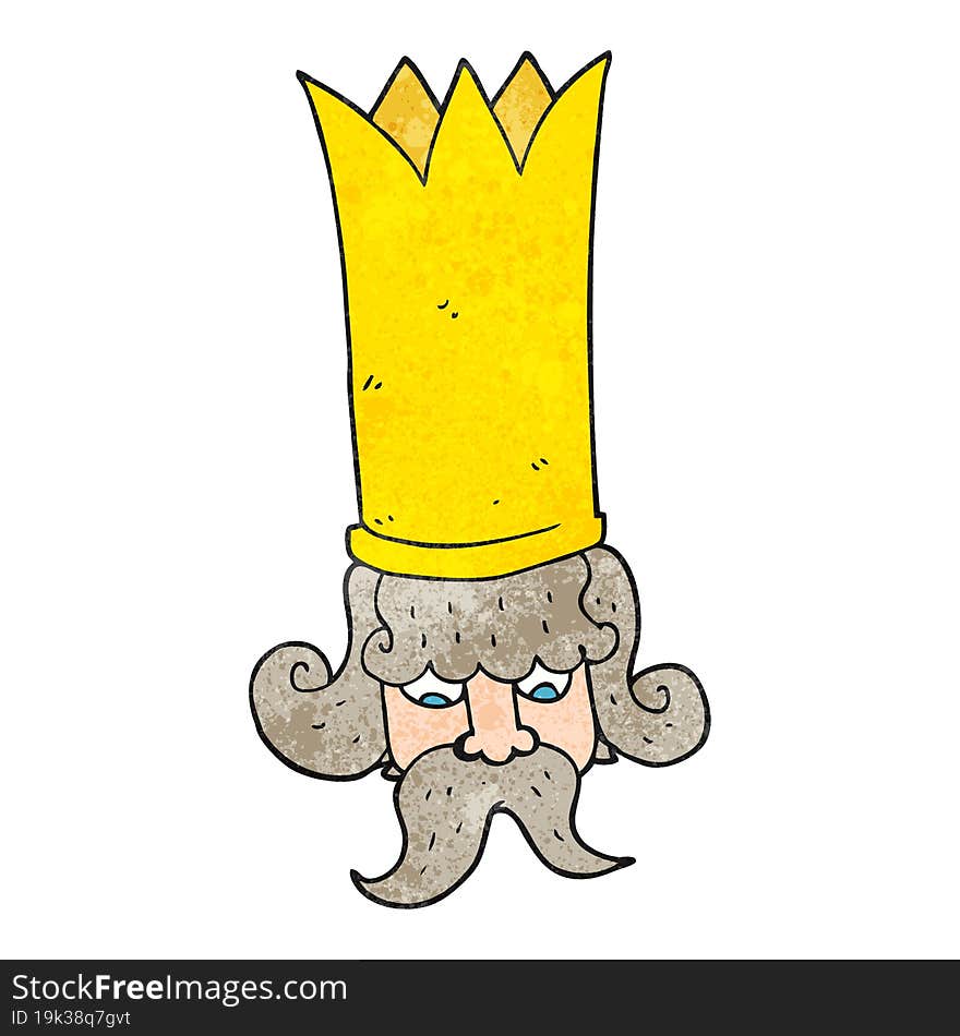 freehand textured cartoon king with huge crown