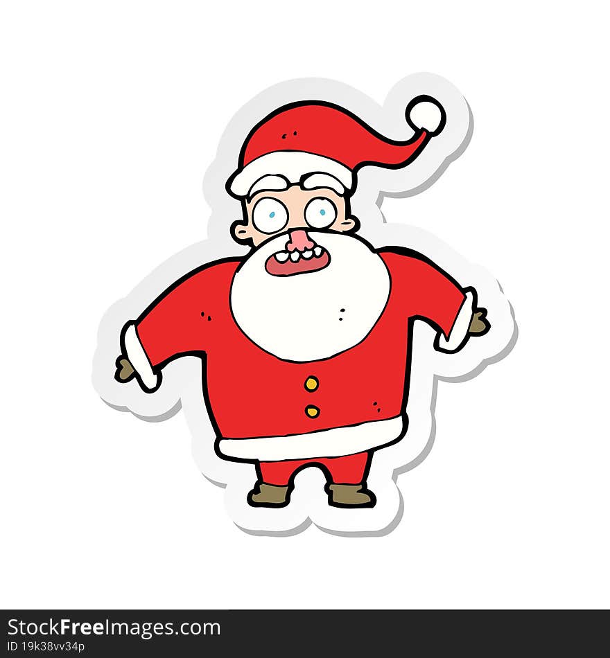 sticker of a cartoon shocked santa claus