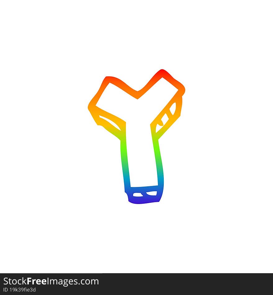 Rainbow Gradient Line Drawing Cartoon Letter Y