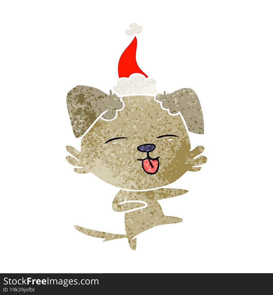 retro cartoon of a dog dancing wearing santa hat