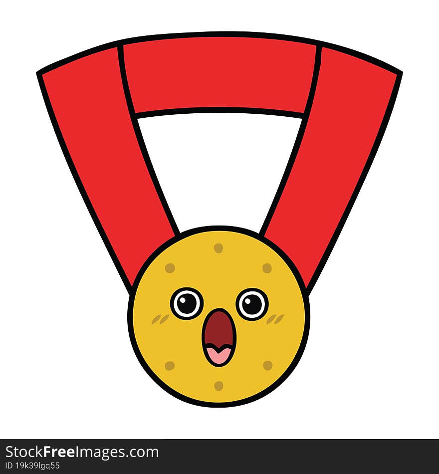 cute cartoon of a gold medal. cute cartoon of a gold medal