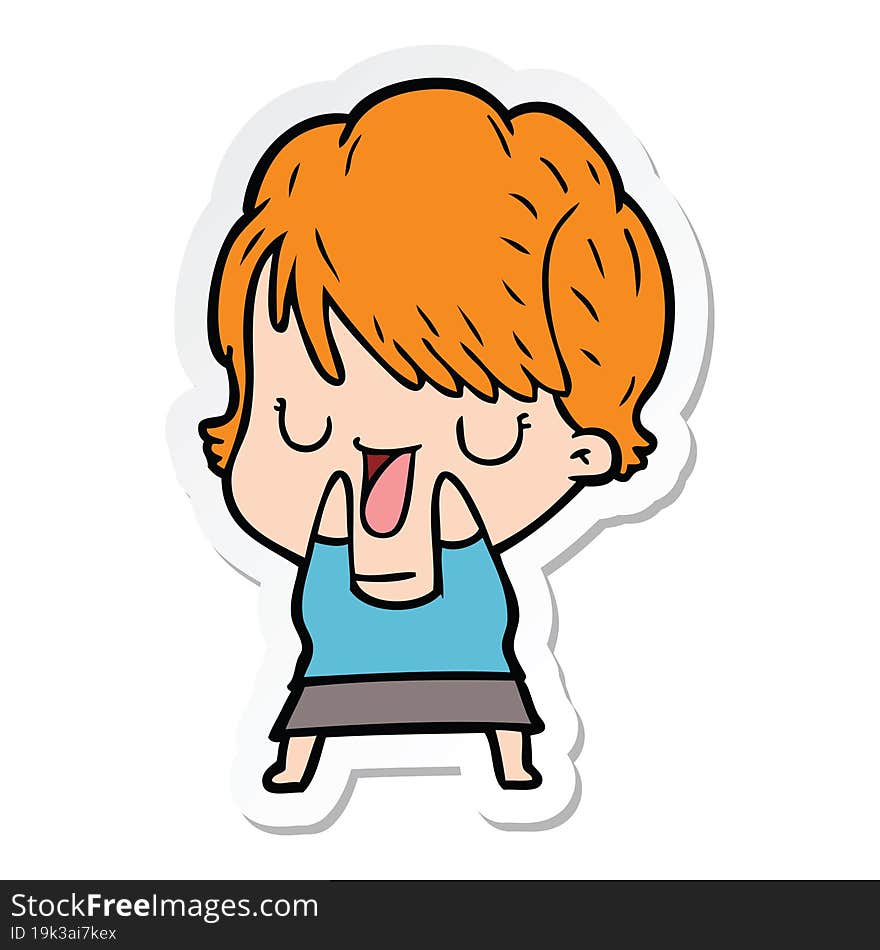 sticker of a cartoon woman talking