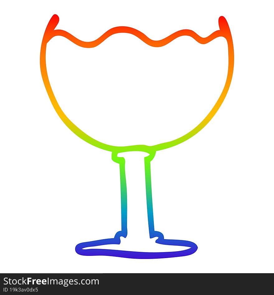 rainbow gradient line drawing of a cartoon glass of wine