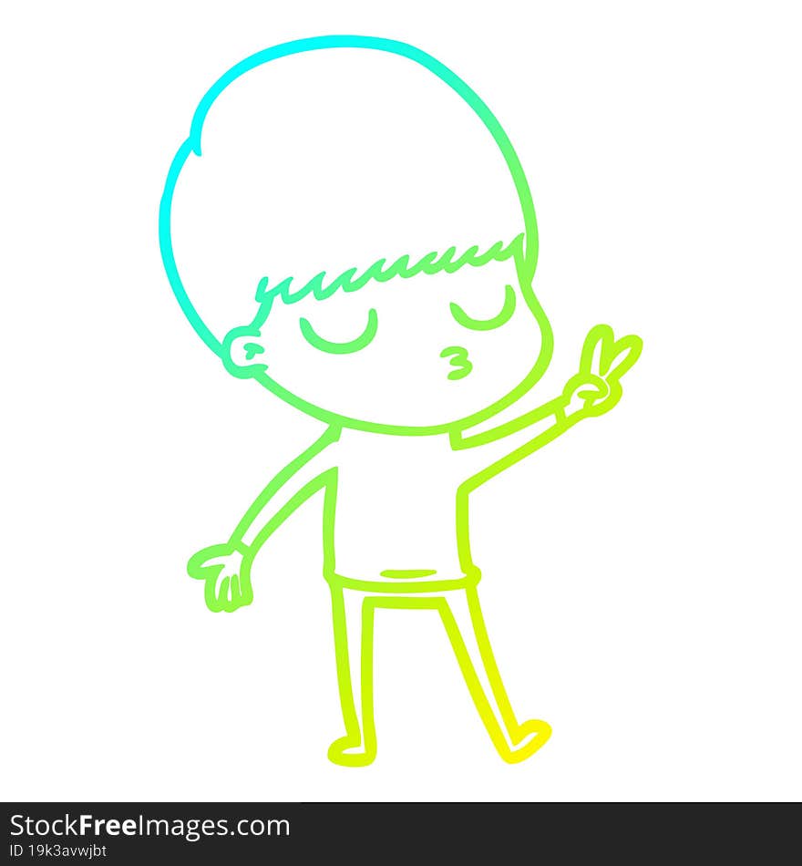 cold gradient line drawing cartoon calm boy