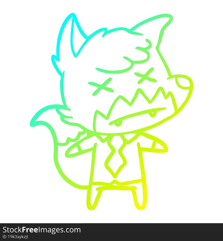 cold gradient line drawing cartoon dead fox