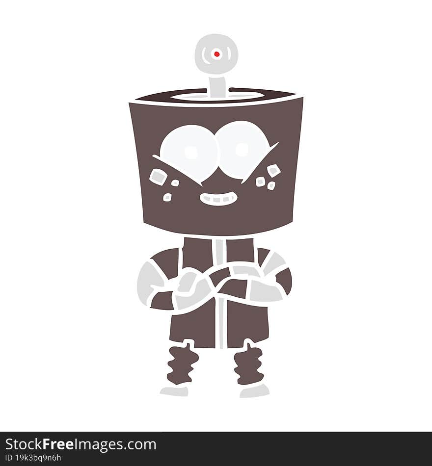 happy flat color style cartoon robot