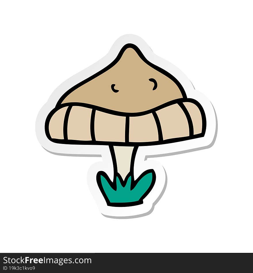 hand drawn sticker cartoon doodle of a single mushroom