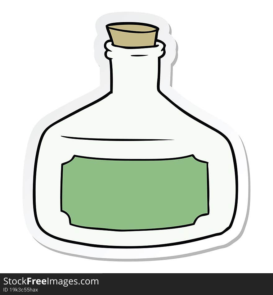 sticker of a old bottle cartoon