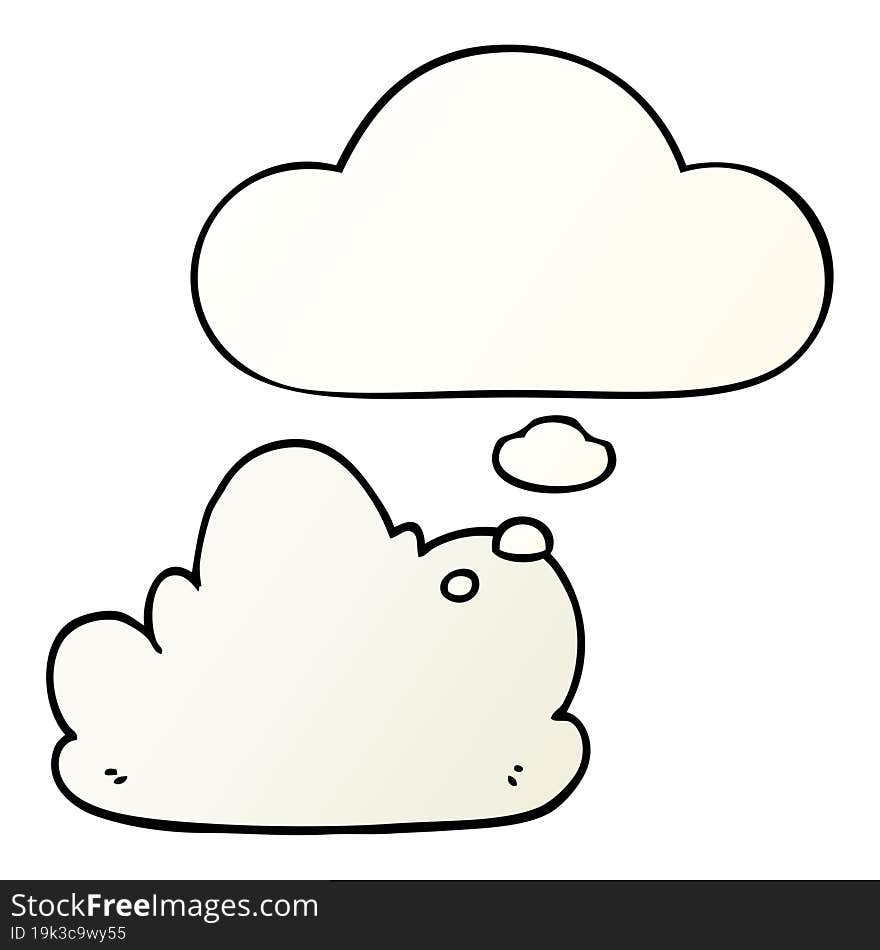 cartoon cloud and thought bubble in smooth gradient style