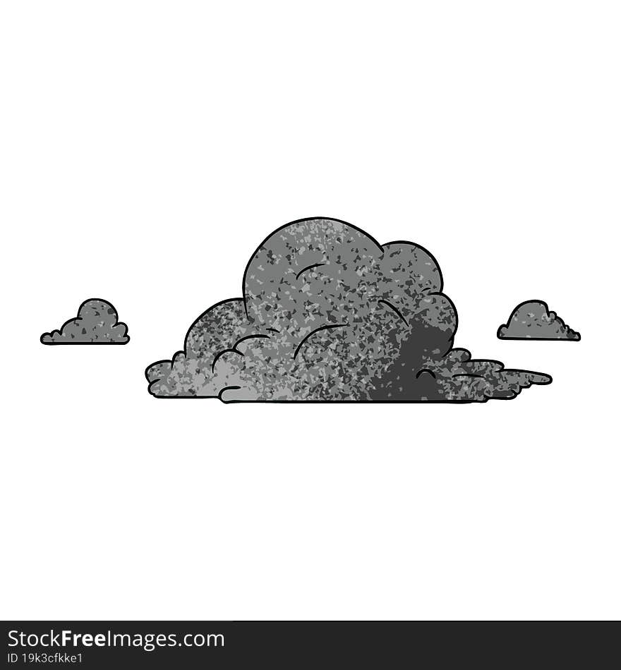 textured cartoon doodle of white large clouds