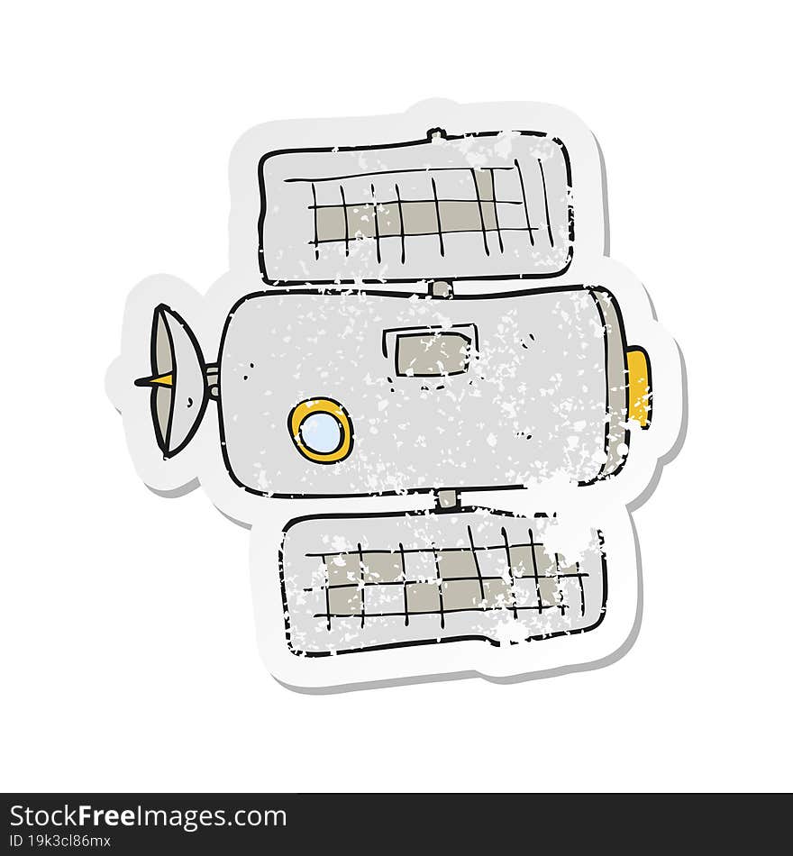 retro distressed sticker of a cartoon space station