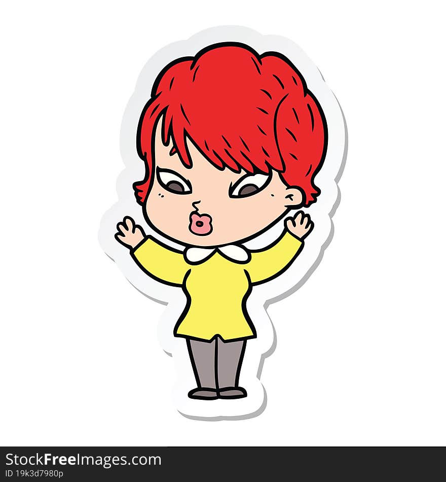 sticker of a cartoon woman