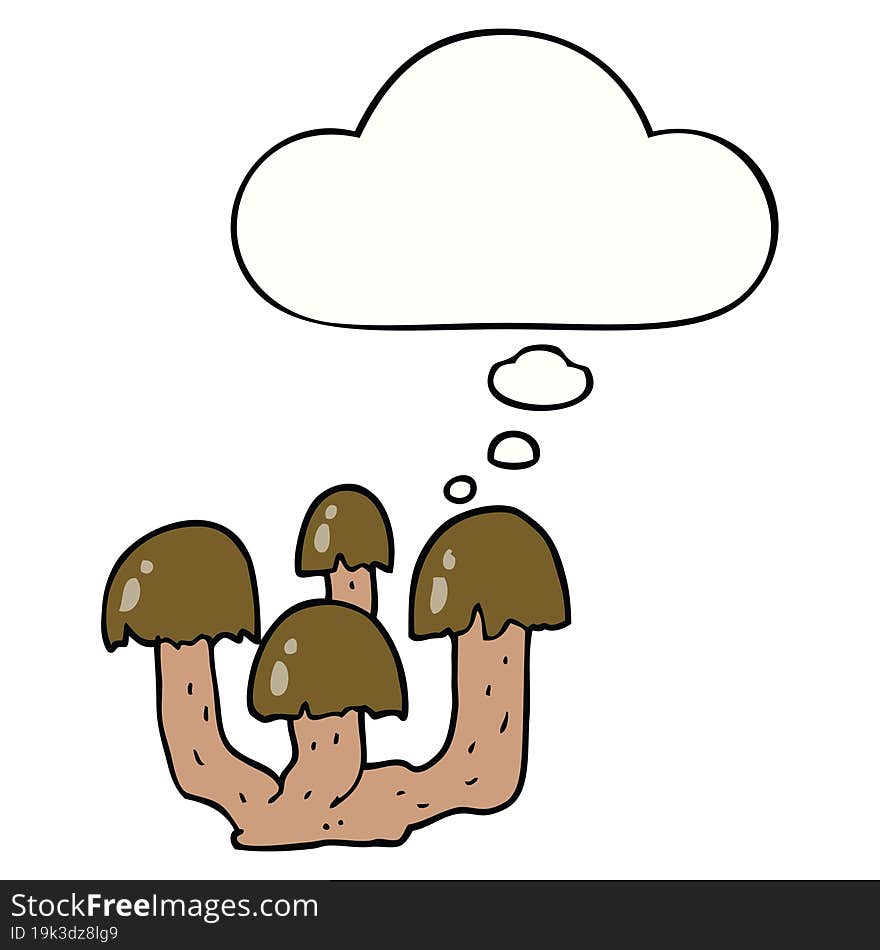 cartoon mushrooms and thought bubble