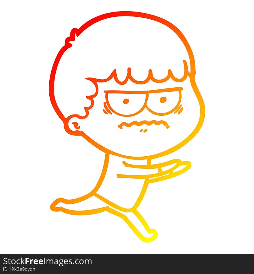 Warm Gradient Line Drawing Cartoon Annoyed Man