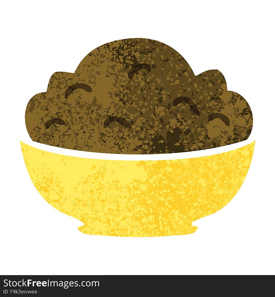 quirky retro illustration style cartoon bowl of pudding