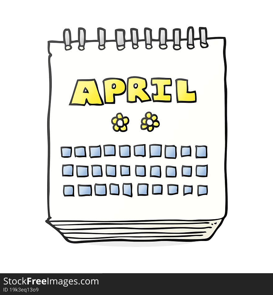 cartoon calendar showing month of April