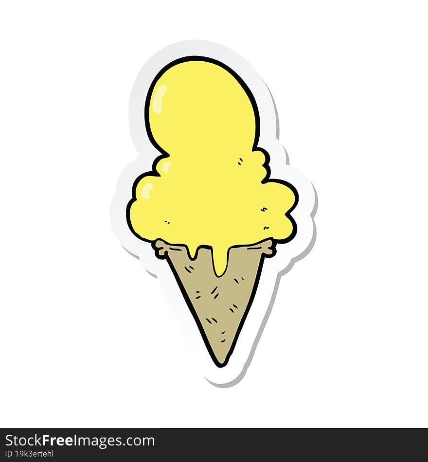 Sticker Of A Cartoon Ice Cream