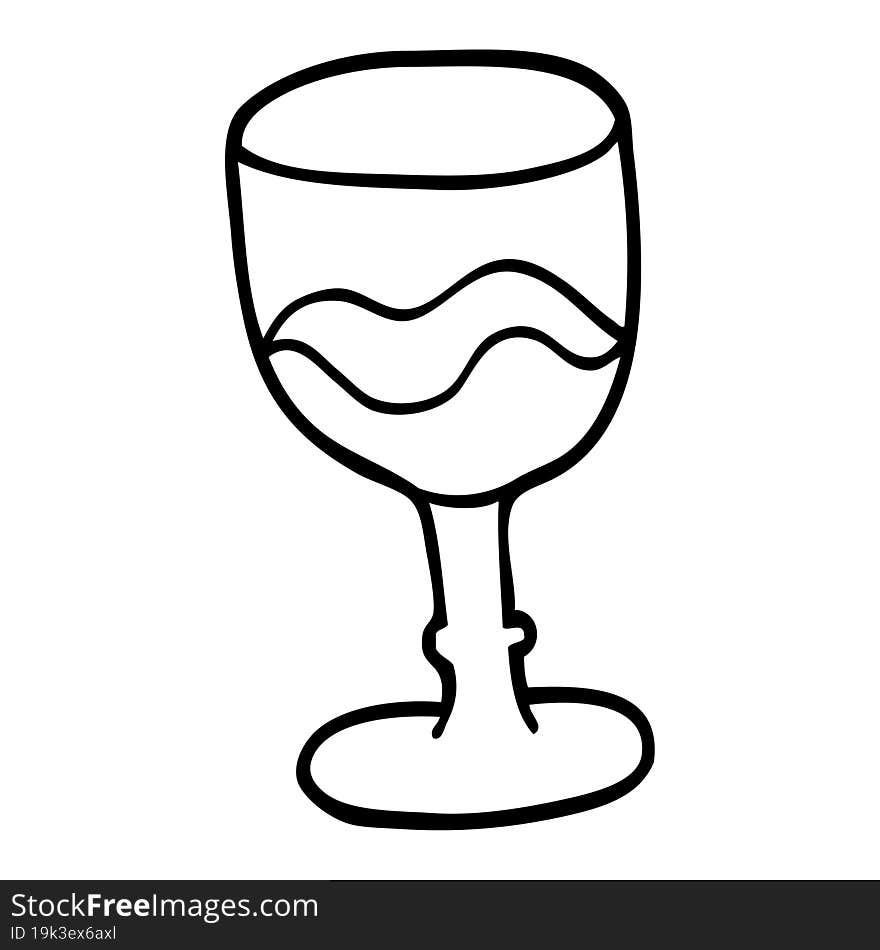 Line Drawing Cartoon Glass Of Red Wine