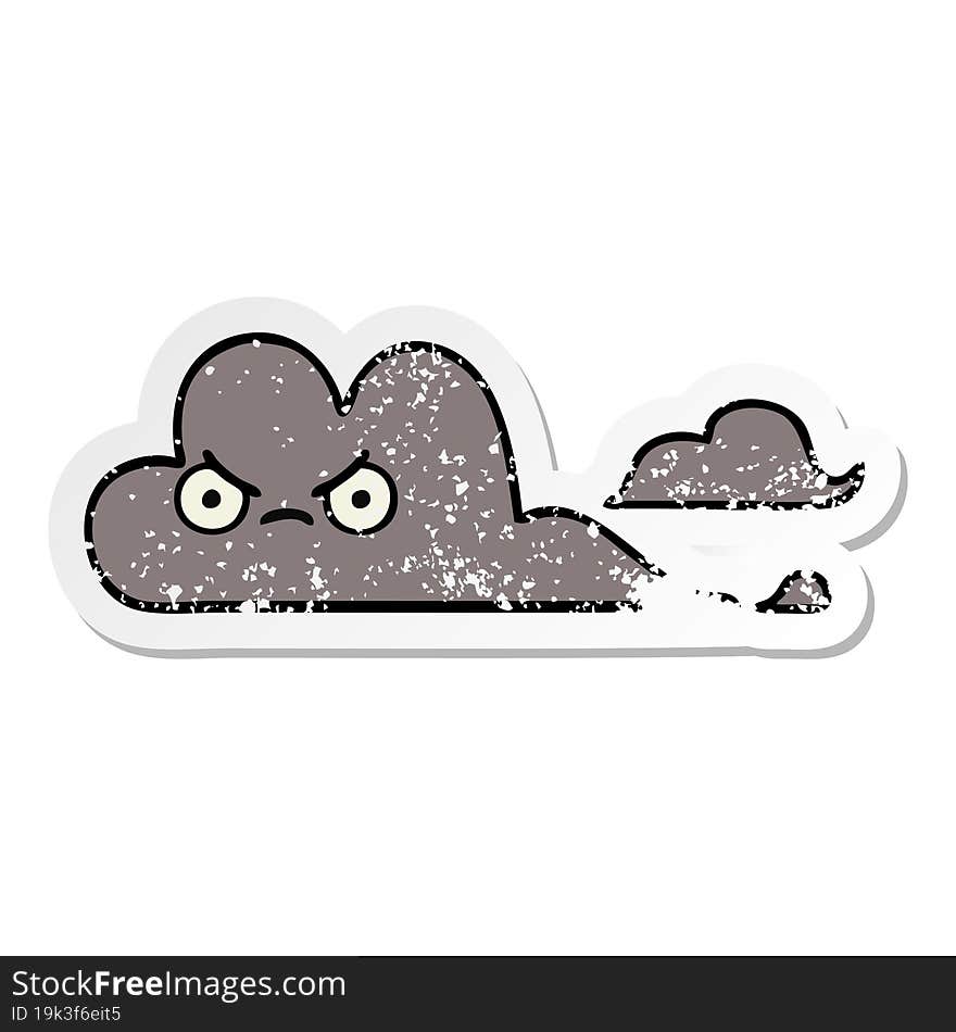 Distressed Sticker Of A Cute Cartoon Storm Cloud