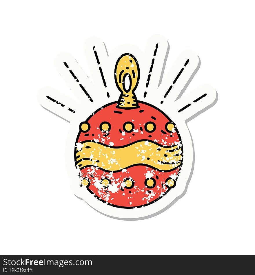 grunge sticker of tattoo style christmas ornament