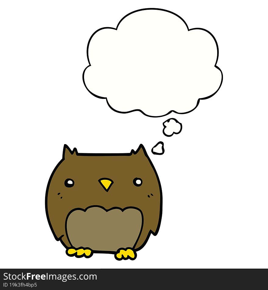 cute cartoon owl with thought bubble. cute cartoon owl with thought bubble