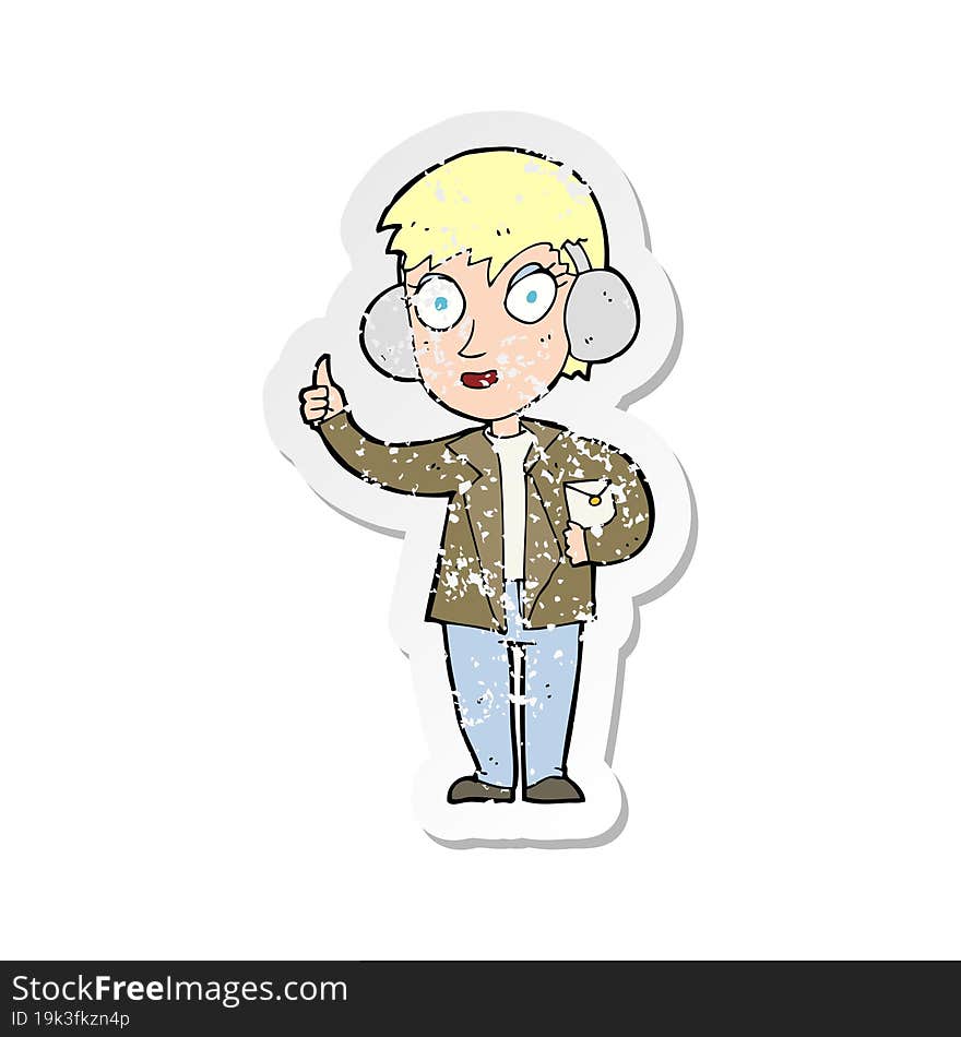 retro distressed sticker of a cartoon air force woman