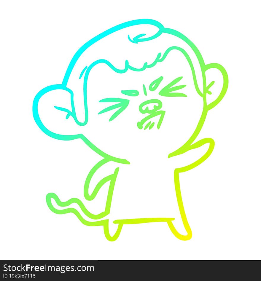 cold gradient line drawing cartoon angry monkey