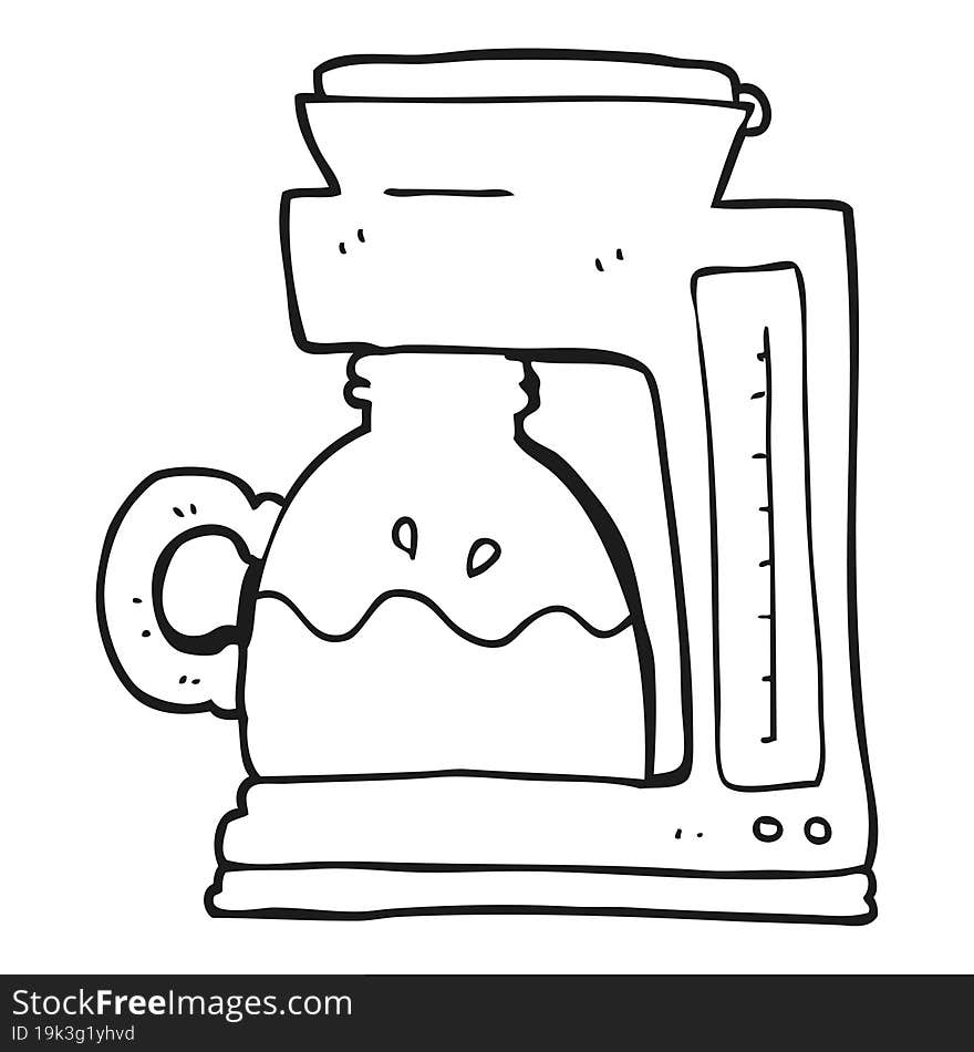 black and white cartoon coffee filter machine