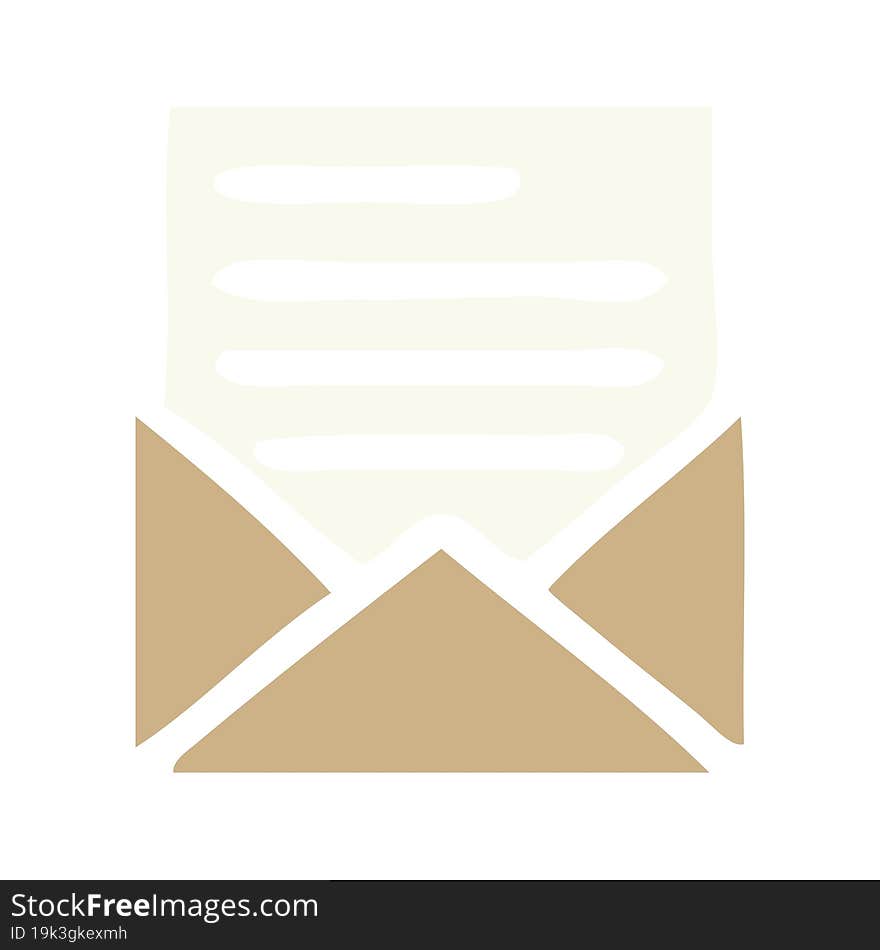 flat color retro cartoon of a letter and envelope