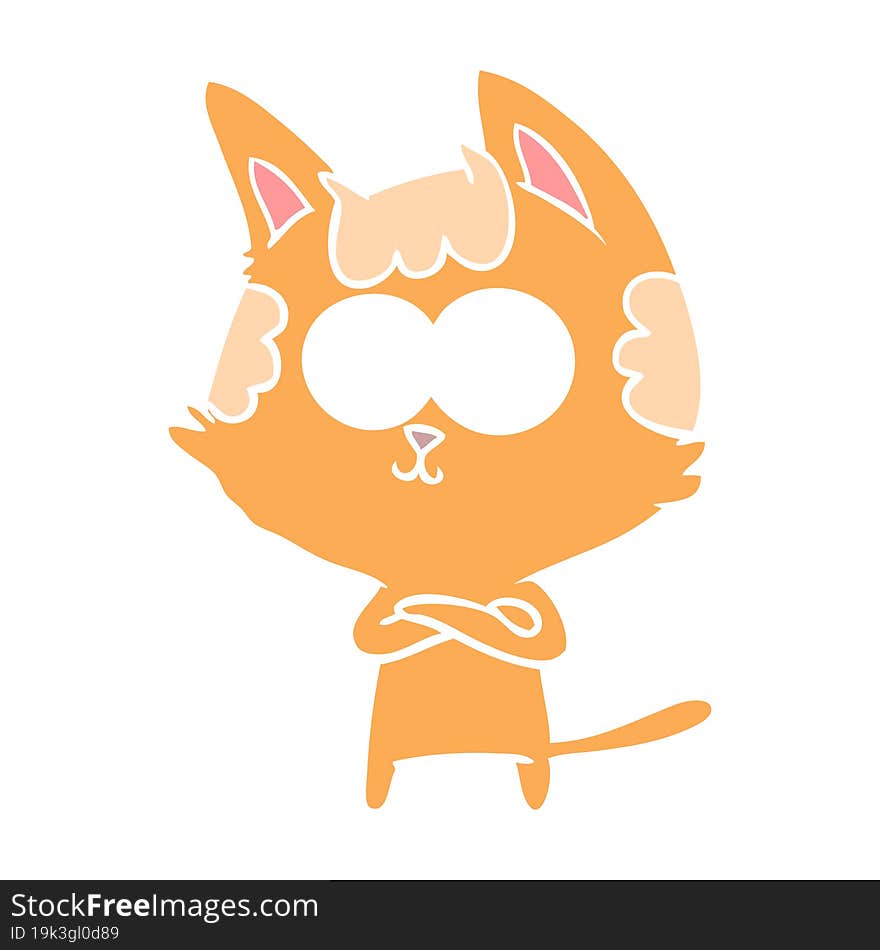 happy flat color style cartoon cat