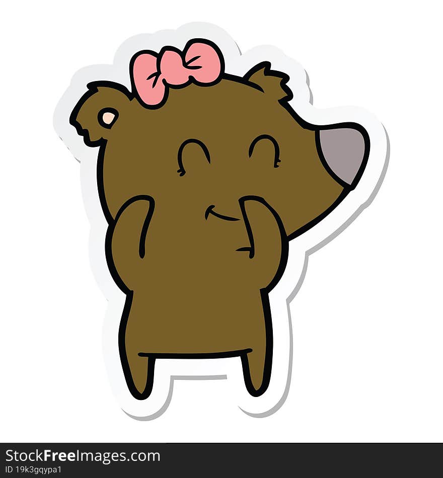 sticker of a female bear cartoon